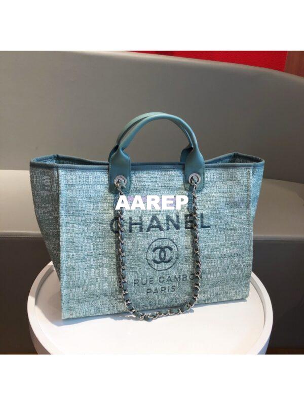 Replica Chanel A66942 Large Toile Deauville Shopping Bag in Green Jacquard 3