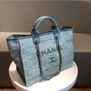 Replica Chanel A66942 Large Toile Deauville Shopping Bag in Green Jacquard 2