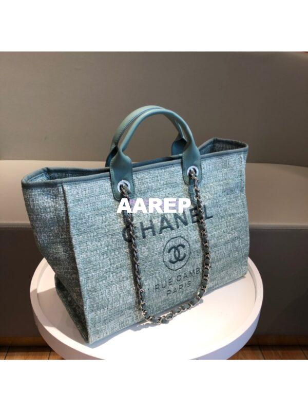 Replica Chanel A66942 Large Toile Deauville Shopping Bag in Green Jacquard 4