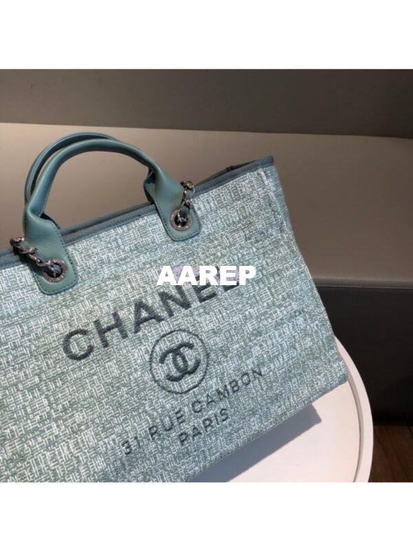 Replica Chanel A66942 Large Toile Deauville Shopping Bag in Green Jacquard 5
