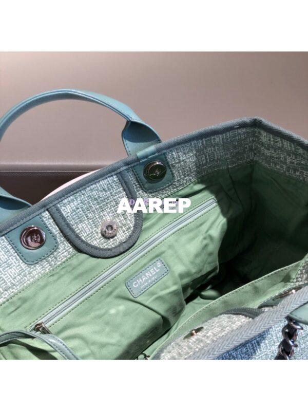 Replica Chanel A66942 Large Toile Deauville Shopping Bag in Green Jacquard 6