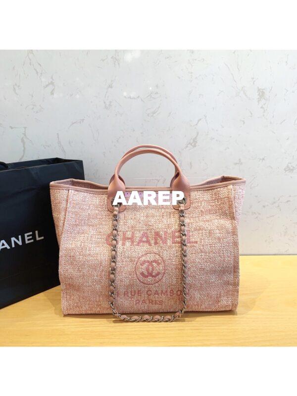 Replica Chanel A66942 Large Toile Deauville Shopping Bag in Pink Jacquard 3