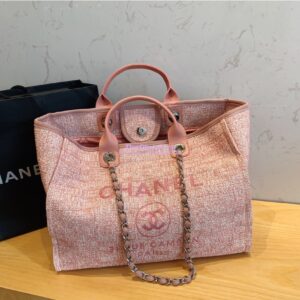 Replica Chanel A66942 Large Toile Deauville Shopping Bag in Pink Jacquard 2