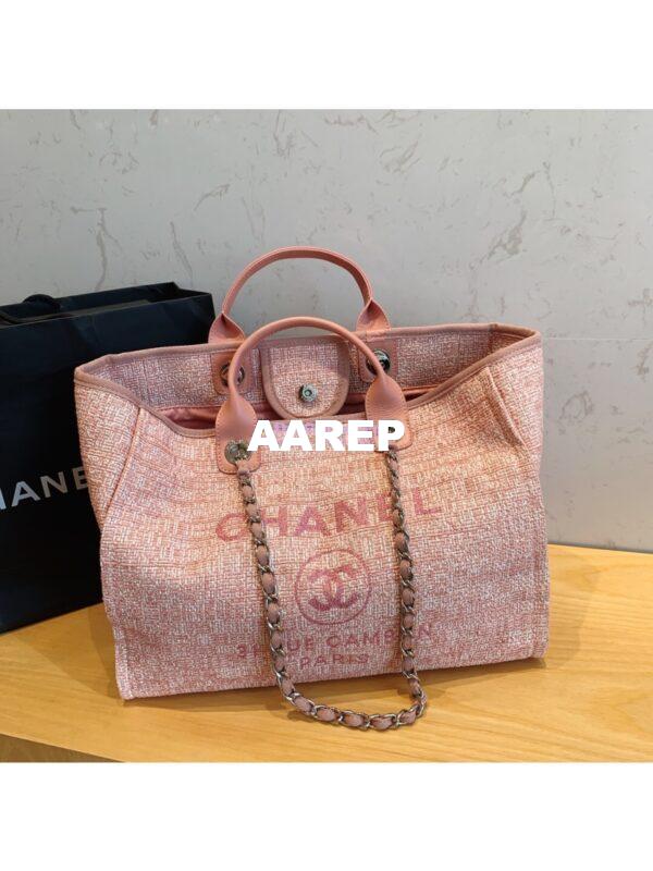 Replica Chanel A66942 Large Toile Deauville Shopping Bag in Pink Jacquard 4