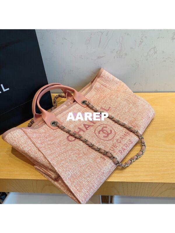 Replica Chanel A66942 Large Toile Deauville Shopping Bag in Pink Jacquard 5