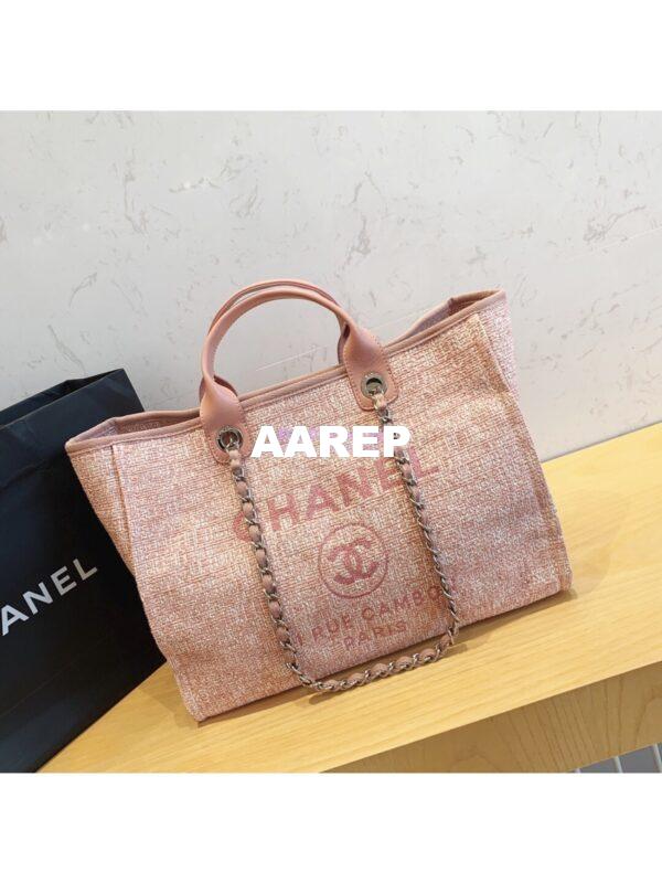 Replica Chanel A66942 Large Toile Deauville Shopping Bag in Pink Jacquard 6
