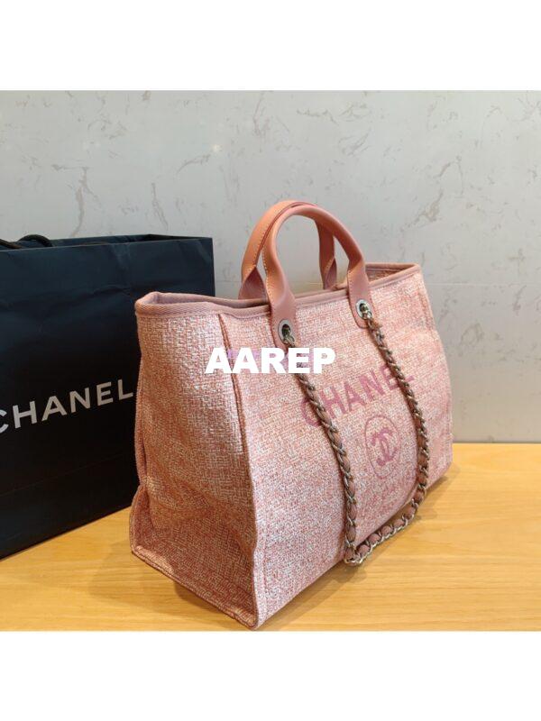 Replica Chanel A66942 Large Toile Deauville Shopping Bag in Pink Jacquard 7