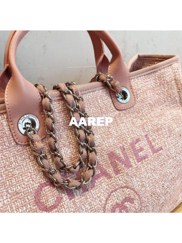 Replica Chanel A66942 Large Toile Deauville Shopping Bag in Pink Jacquard 8
