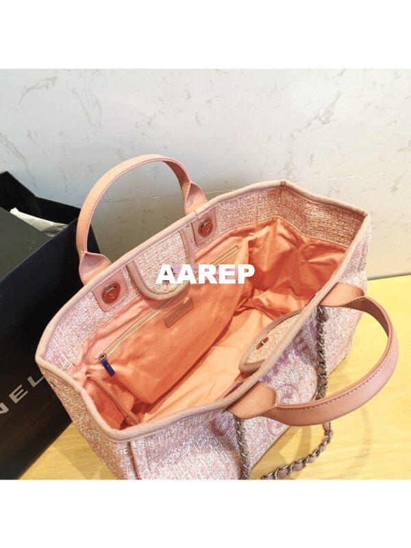 Replica Chanel A66942 Large Toile Deauville Shopping Bag in Pink Jacquard 10