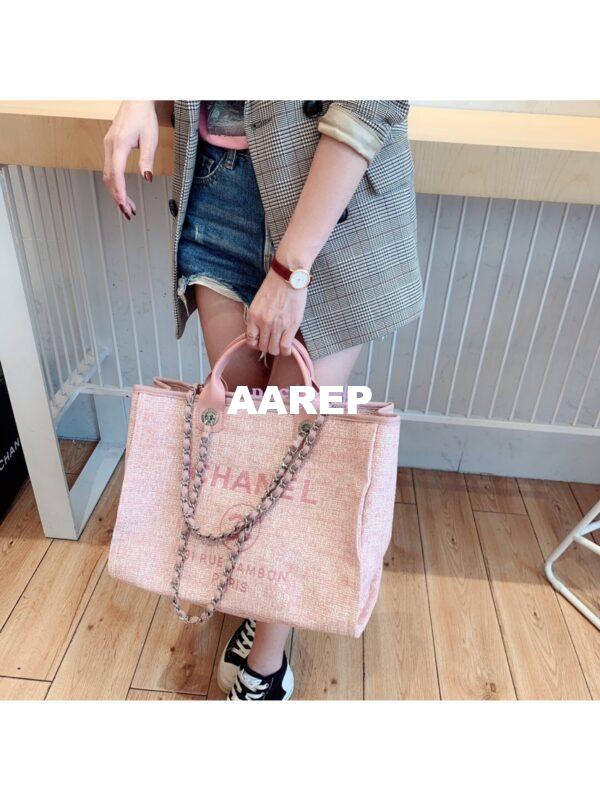 Replica Chanel A66942 Large Toile Deauville Shopping Bag in Pink Jacquard 11