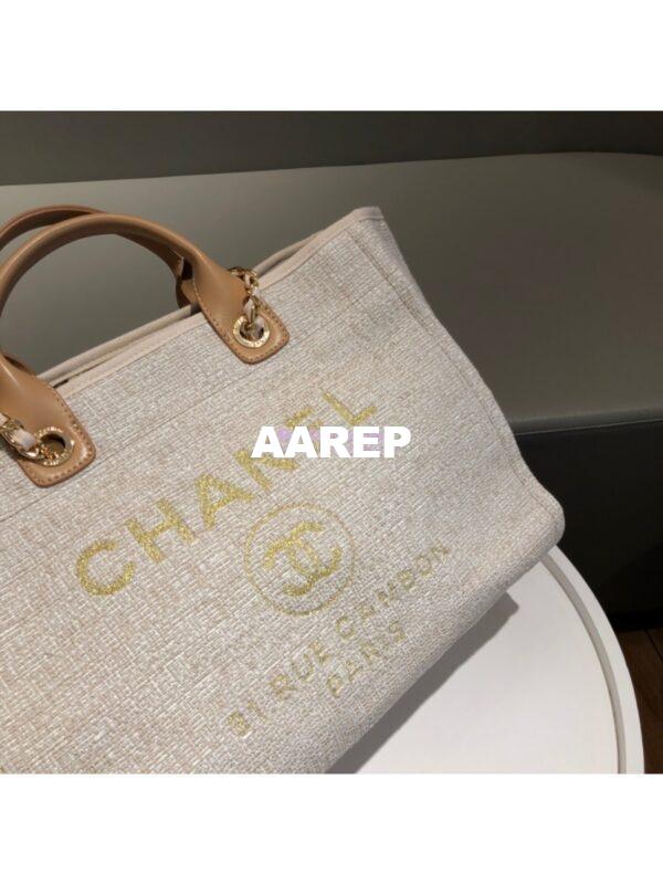 Replica Chanel A66942 Large Toile Deauville Shopping Bag in Gold 3