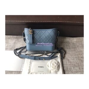 Replica Chanel's Gabrielle Hobo Bag Goatskin, Patent Goatskin Blue