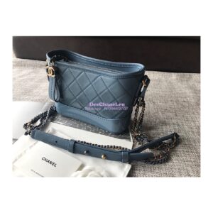 Replica Chanel's Gabrielle Hobo Bag Goatskin, Patent Goatskin Blue 2
