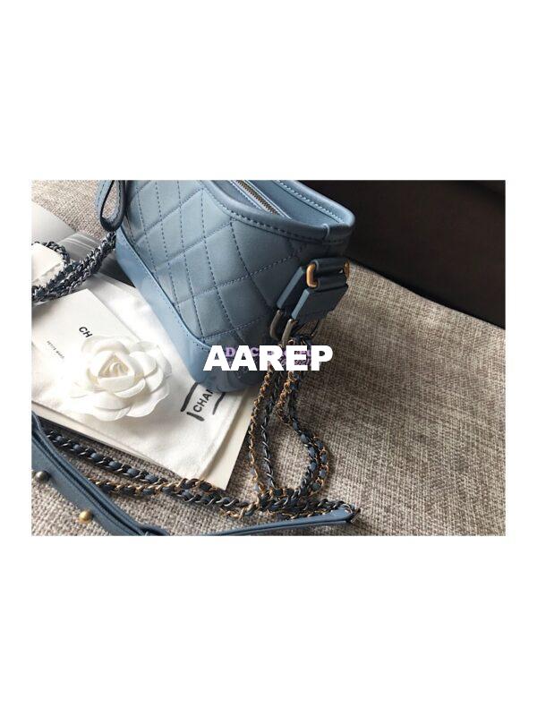 Replica Chanel's Gabrielle Hobo Bag Goatskin, Patent Goatskin Blue 7