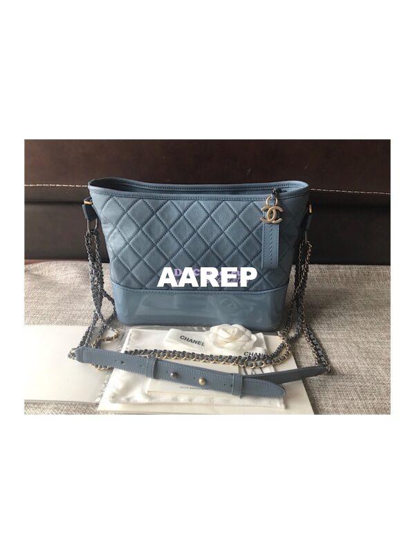 Replica Chanel's Gabrielle Hobo Bag Goatskin, Patent Goatskin Blue 12