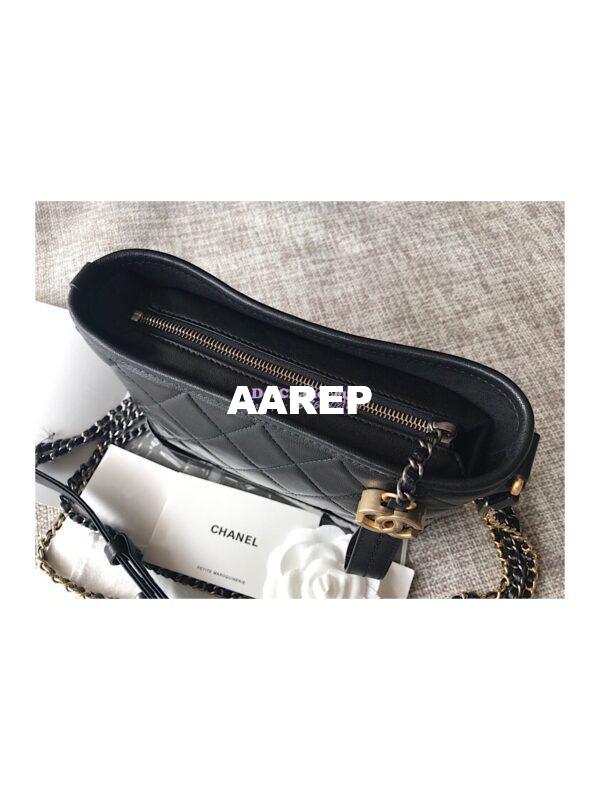 Replica Chanel's Gabrielle Hobo Bag Goatskin, Patent Goatskin Black 6