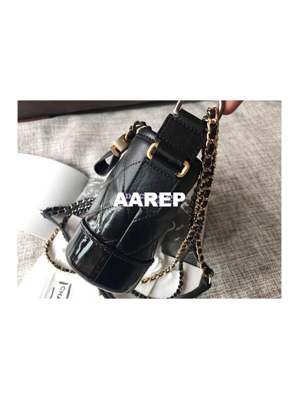 Replica Chanel's Gabrielle Hobo Bag Goatskin, Patent Goatskin Black 7
