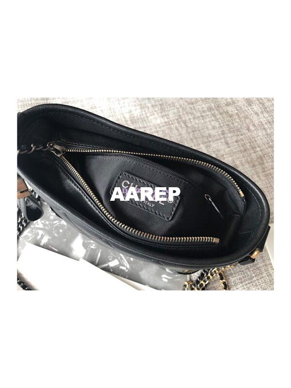 Replica Chanel's Gabrielle Hobo Bag Goatskin, Patent Goatskin Black 9