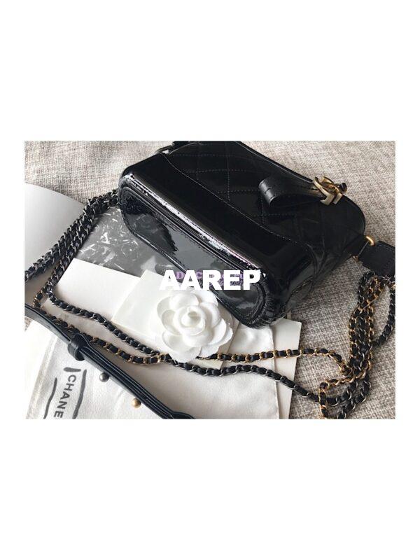 Replica Chanel's Gabrielle Hobo Bag Goatskin, Patent Goatskin Black 10