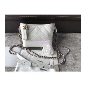 Replica Chanel's Gabrielle Hobo Bag Goatskin, Patent Goatskin White