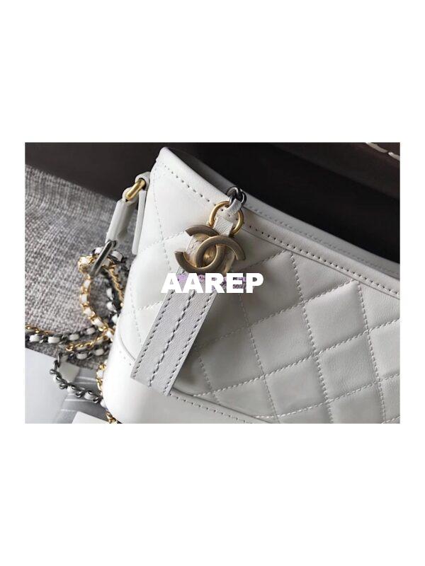 Replica Chanel's Gabrielle Hobo Bag Goatskin, Patent Goatskin White 5