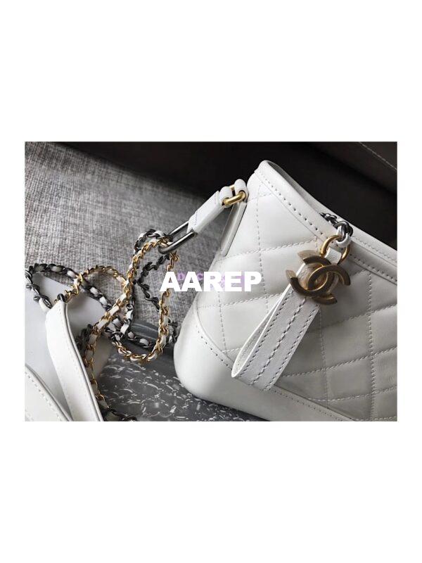 Replica Chanel's Gabrielle Hobo Bag Goatskin, Patent Goatskin White 6