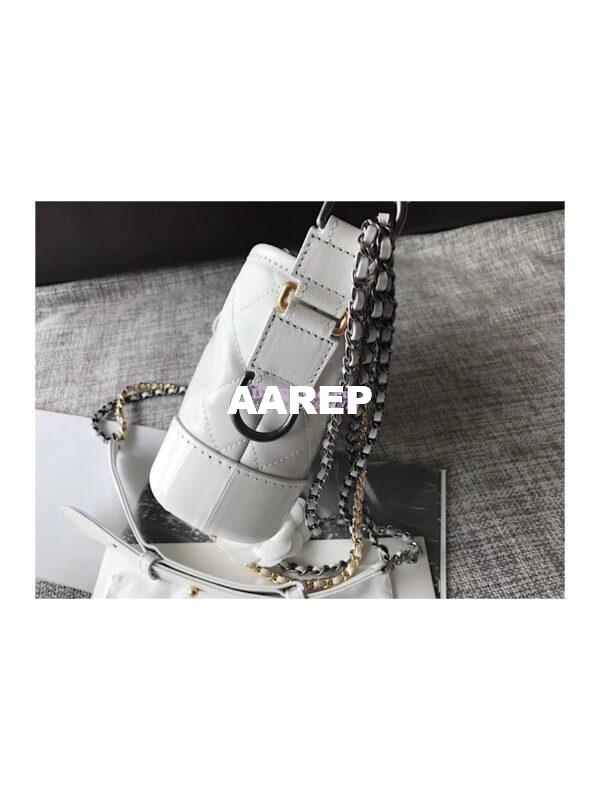 Replica Chanel's Gabrielle Hobo Bag Goatskin, Patent Goatskin White 7