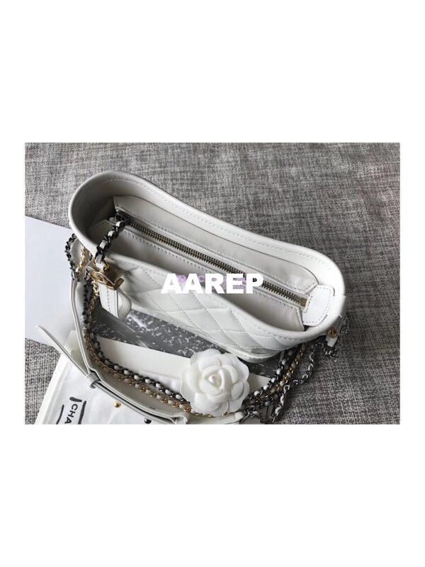 Replica Chanel's Gabrielle Hobo Bag Goatskin, Patent Goatskin White 8