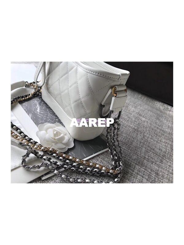 Replica Chanel's Gabrielle Hobo Bag Goatskin, Patent Goatskin White 9