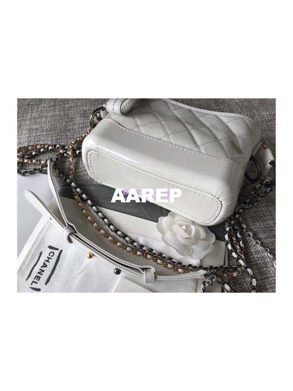 Replica Chanel's Gabrielle Hobo Bag Goatskin, Patent Goatskin White 10