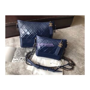 Replica Chanel's Gabrielle Hobo Bag Goatskin, Patent Goatskin Dark Blue
