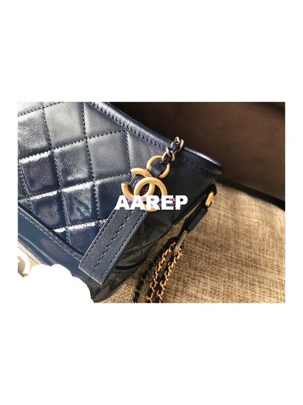 Replica Chanel's Gabrielle Hobo Bag Goatskin, Patent Goatskin Dark Blue 6