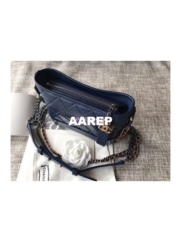 Replica Chanel's Gabrielle Hobo Bag Goatskin, Patent Goatskin Dark Blue 8