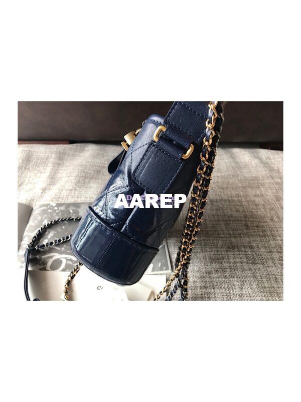 Replica Chanel's Gabrielle Hobo Bag Goatskin, Patent Goatskin Dark Blue 9