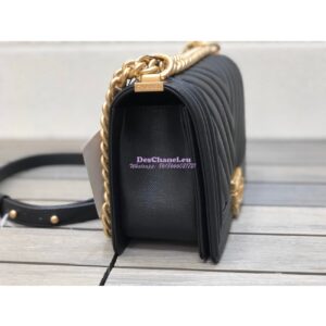 Replica Chanel Chevron Boy Flap Bag in Caviar Black 2