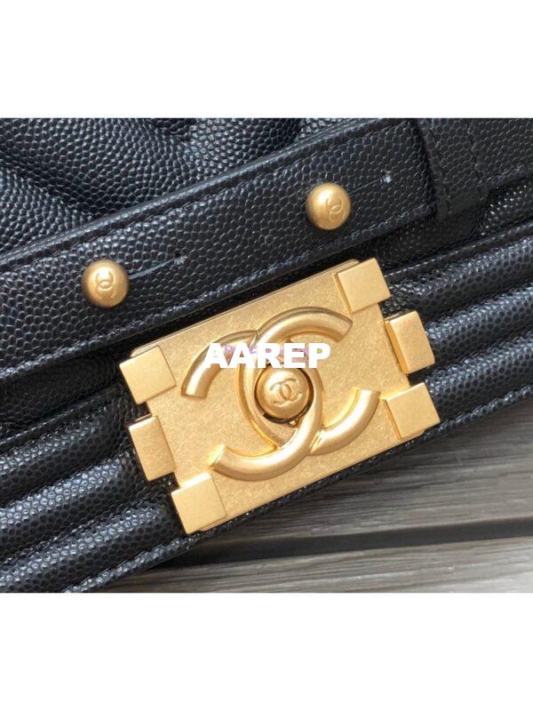 Replica Chanel Chevron Boy Flap Bag in Caviar Black 5