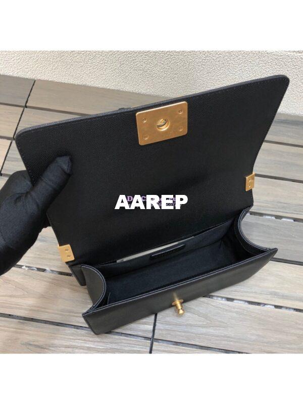 Replica Chanel Chevron Boy Flap Bag in Caviar Black 6