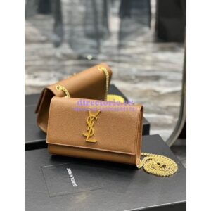 Replica YSL Saint Laurent Kate small chain bag in grain de poudre embossed leather 469390 Caramel 2