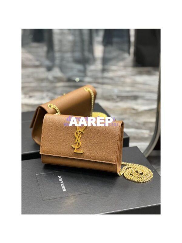 Replica YSL Saint Laurent Kate small chain bag in grain de poudre embossed leather 469390 Caramel 4
