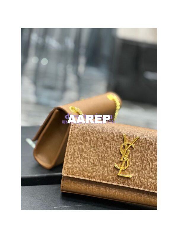 Replica YSL Saint Laurent Kate small chain bag in grain de poudre embossed leather 469390 Caramel 6