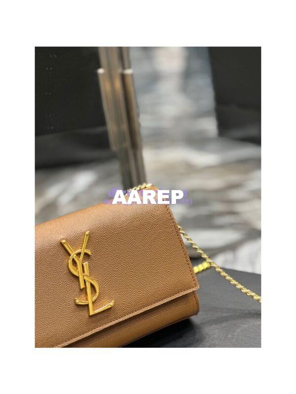 Replica YSL Saint Laurent Kate small chain bag in grain de poudre embossed leather 469390 Caramel 7