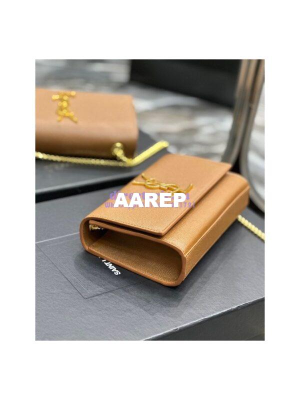 Replica YSL Saint Laurent Kate small chain bag in grain de poudre embossed leather 469390 Caramel 8