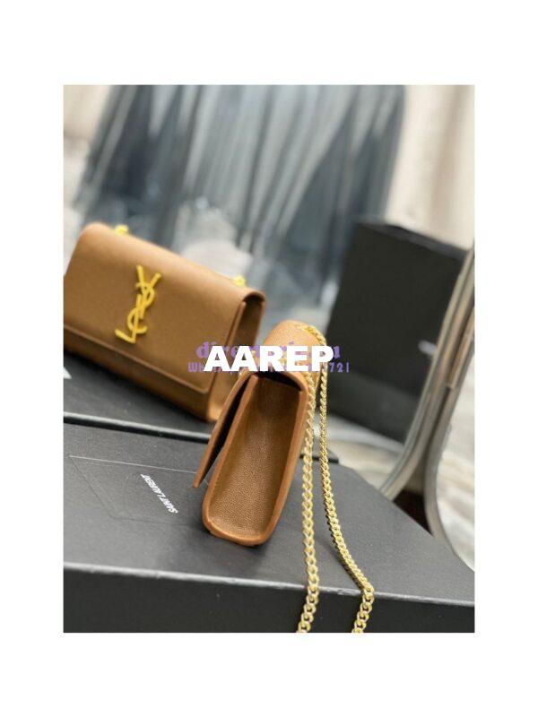 Replica YSL Saint Laurent Kate small chain bag in grain de poudre embossed leather 469390 Caramel 11