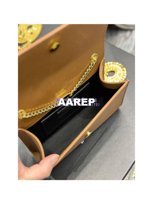 Replica YSL Saint Laurent Kate small chain bag in grain de poudre embossed leather 469390 Caramel 12