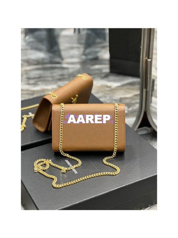 Replica YSL Saint Laurent Kate small chain bag in grain de poudre embossed leather 469390 Caramel 14