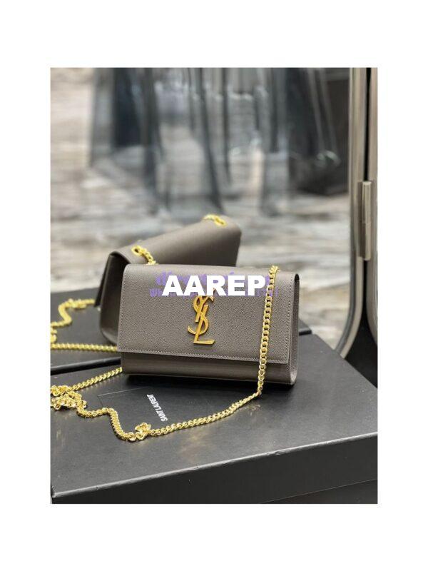 Replica YSL Saint Laurent Kate small chain bag in grain de poudre embossed leather 469390 Grey 5