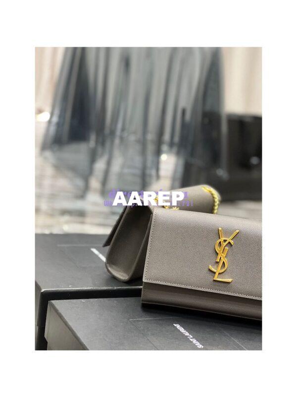 Replica YSL Saint Laurent Kate small chain bag in grain de poudre embossed leather 469390 Grey 7