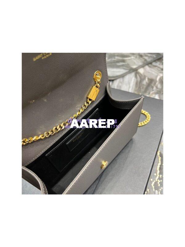 Replica YSL Saint Laurent Kate small chain bag in grain de poudre embossed leather 469390 Grey 10