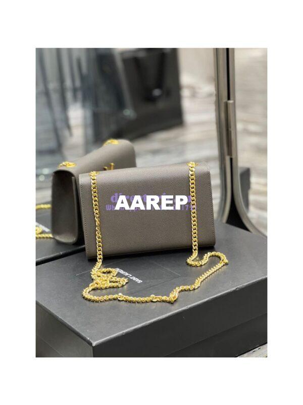 Replica YSL Saint Laurent Kate small chain bag in grain de poudre embossed leather 469390 Grey 13