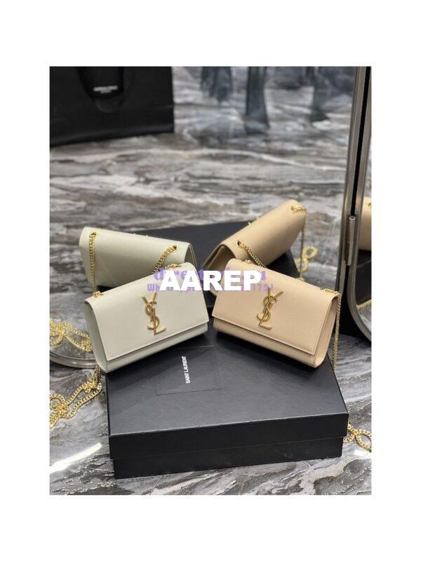 Replica YSL Saint Laurent Kate small chain bag in grain de poudre embossed leather 469390 Beige
